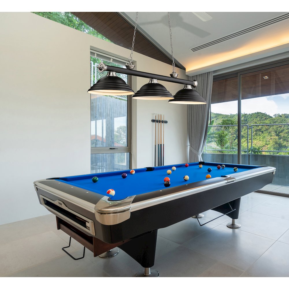 Z-Lite Cordon 3 Light Billiard, Steel Frame, Matte Black Shade Color. Picture 7