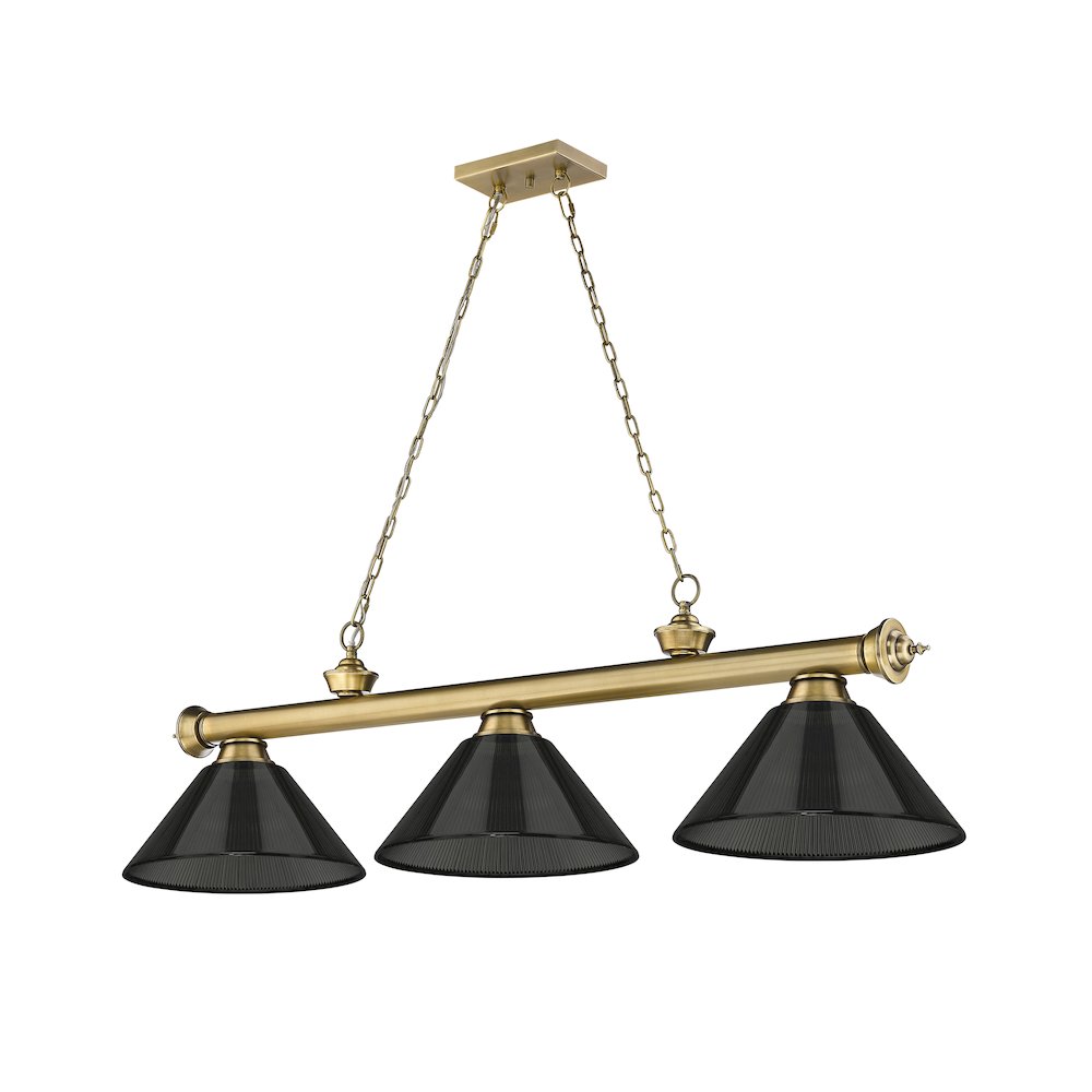 Z-Lite Cordon 3 Light Billiard, Steel Frame, Smoke Shade Color. Picture 5