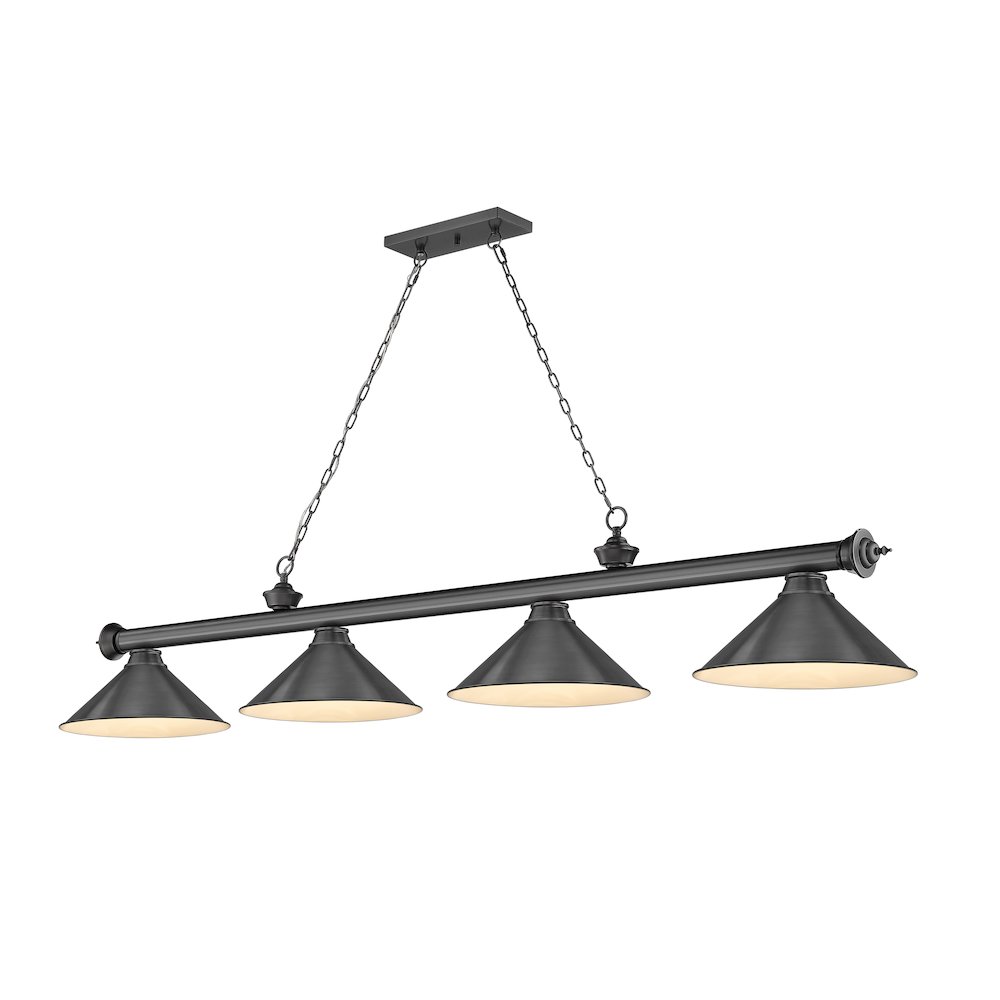 Z-Lite Cordon 4 Light Billiard, Steel Frame, Bronze Plate Shade Color. Picture 1