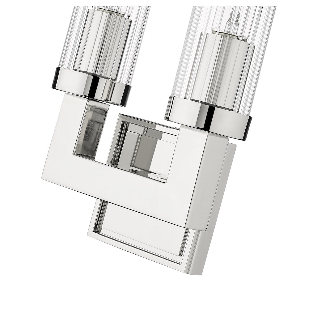 Z-Lite Beau 2 Light Wall Sconce in Polished Nickel Frame Finish. Picture 4