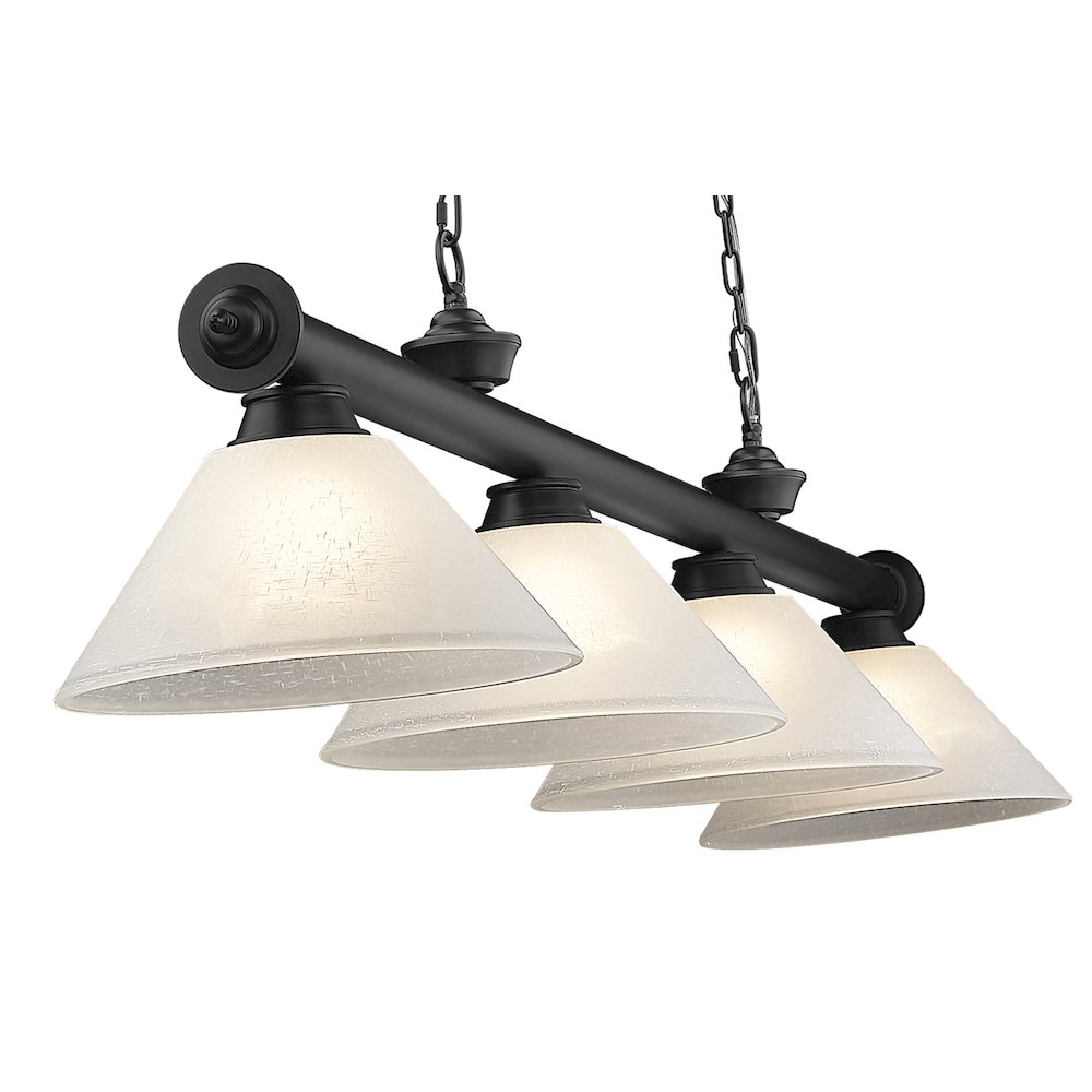 Z-Lite Cordon 4 Light Billiard, Steel Frame, White Linen Shade Color. Picture 4