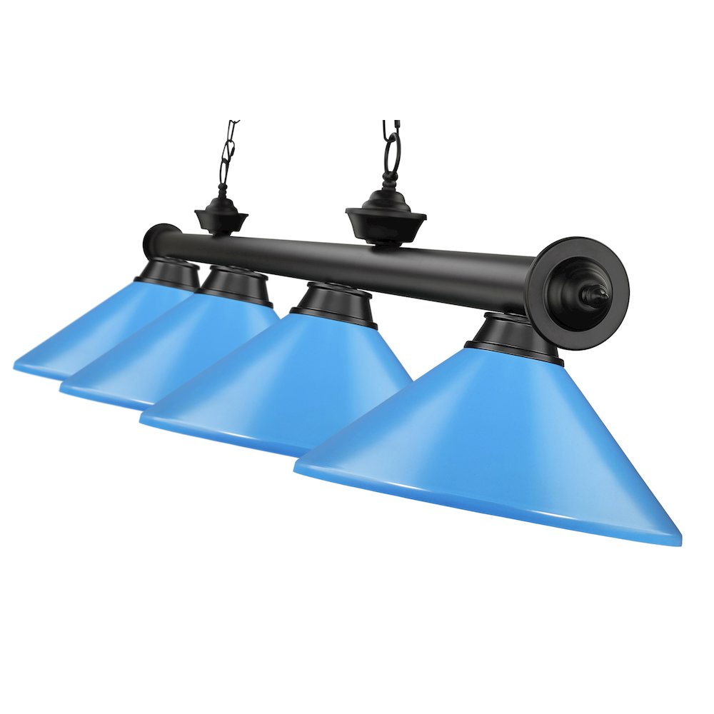 Z-Lite Cordon 4 Light Billiard, Steel Frame, Electric Blue Shade Color. Picture 4