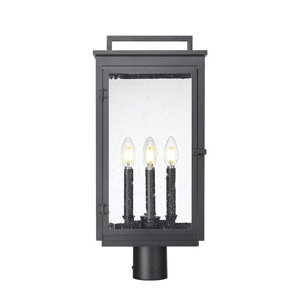 Z-Lite Hartwell 4 Light Outdoor Post Mount Fixture in Sand Black color. Picture 3