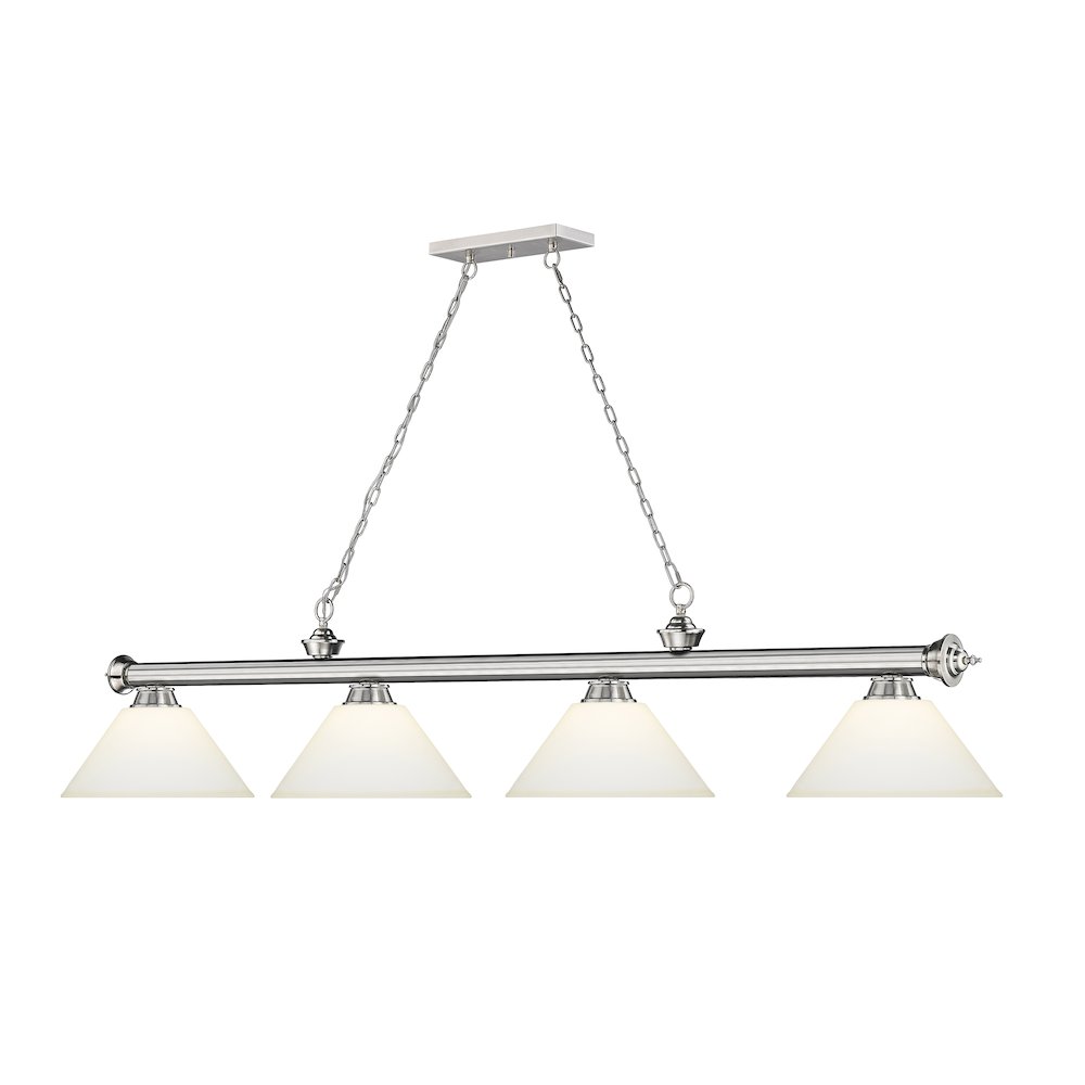 Z-Lite Cordon 4 Light Billiard, Steel Frame, Matte Opal Shade Color. Picture 3