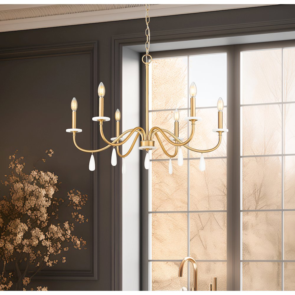 Z-Lite 6 Light Chandelier, Mordern Gold. Picture 5