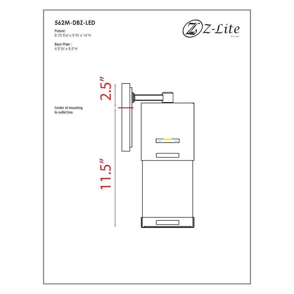 Z-Lite 1 Light Outdoor Wall Light. Picture 2