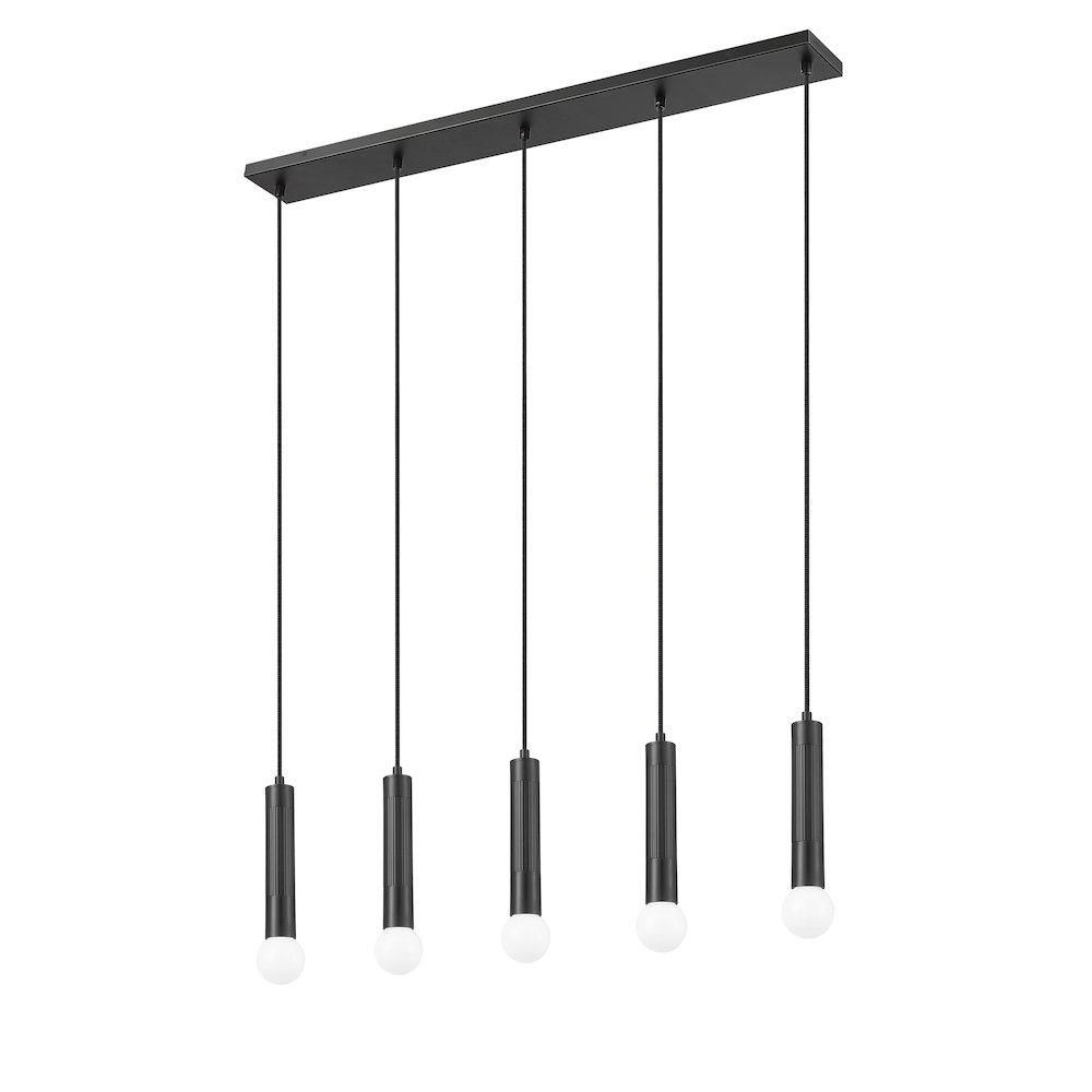 Z-Lite Stari 5 Light Linear Chandelier in Matte Black color, Steel frame. Picture 5
