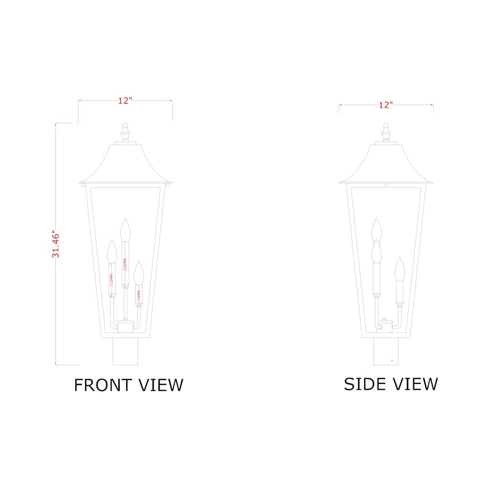 Z-Lite 3 Light Outdoor Post Mount Fixture. Picture 6