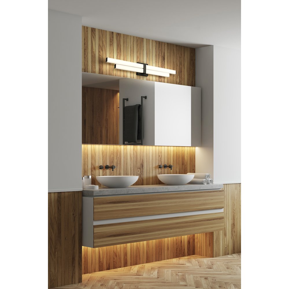 Z-Lite Zane 2 Light Vanity in Matte Black Frame Finish. Picture 6