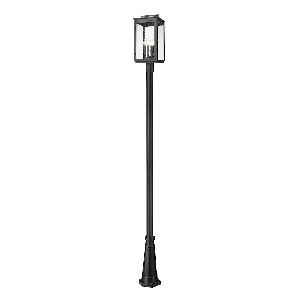 Z-Lite Hartwell 4 Light Outdoor Post Mounted Fixture in Sand Black color. Picture 1