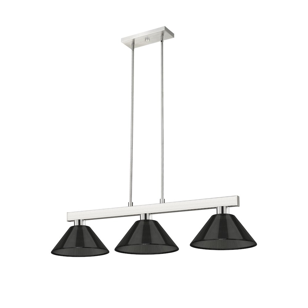 Z-Lite Players 3 Light Billiard, Steel Frame, Smoke Shade Color. Picture 5