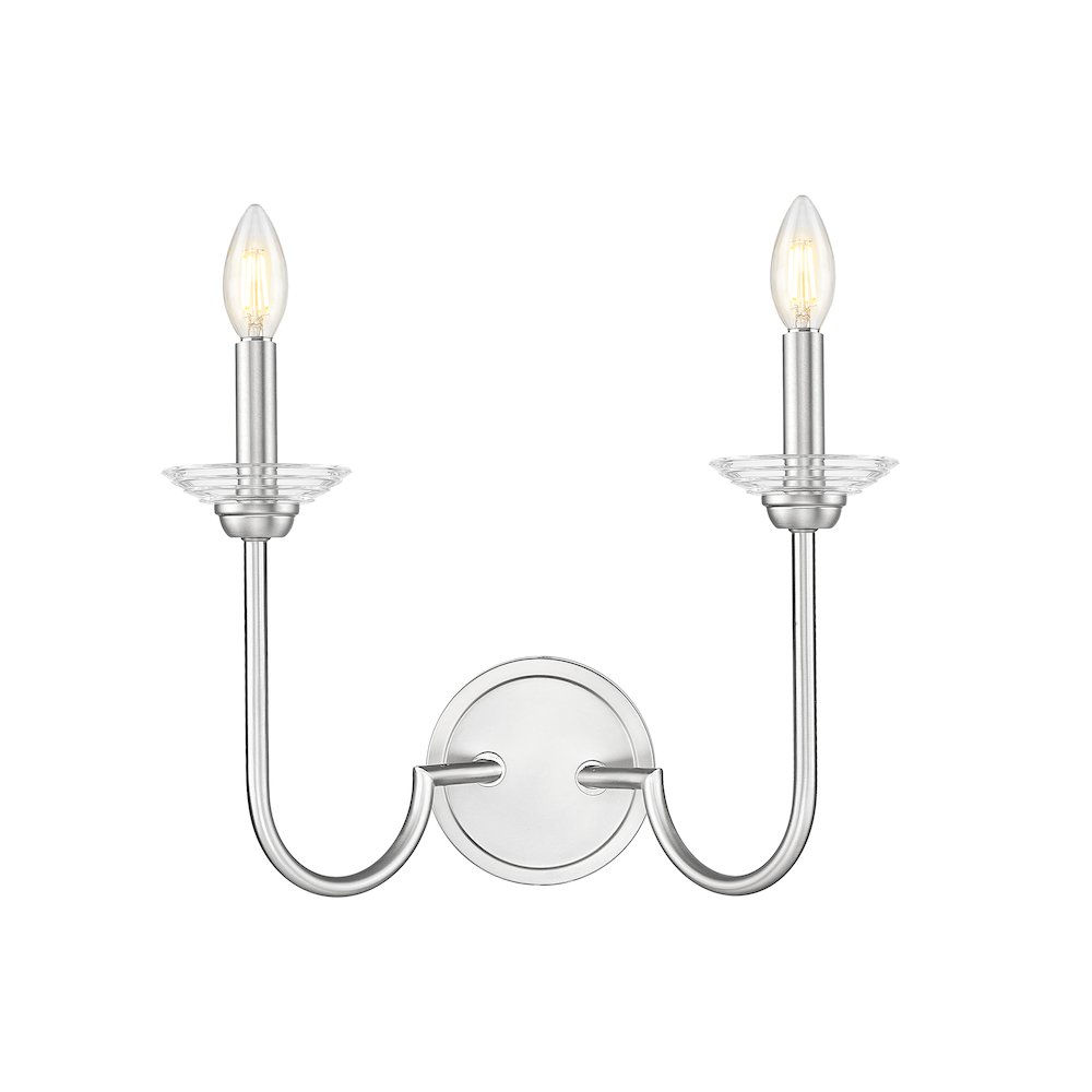 Z-Lite Allistair 2 Light Wall Sconce in Brushed Nickel color, Steel frame. Picture 2