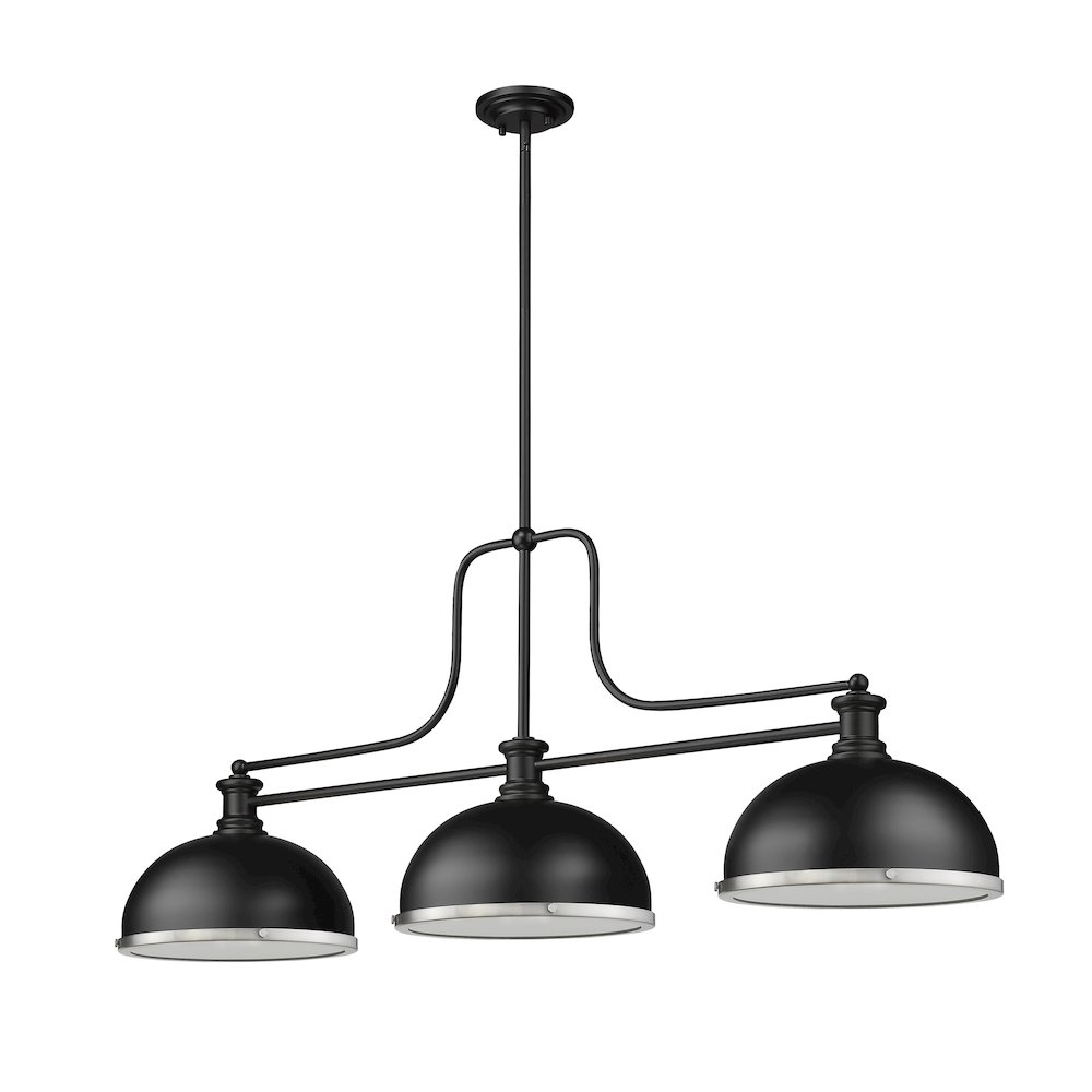 Z-Lite Melange 3 Light Billiard, Matte Black + Brushed Nickel Shade Color. Picture 5