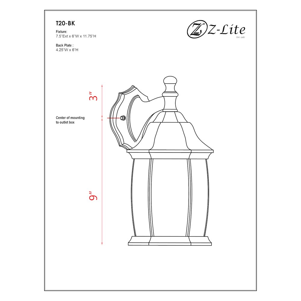Z-Lite 1 Light Outdoor Wall Light. Picture 8