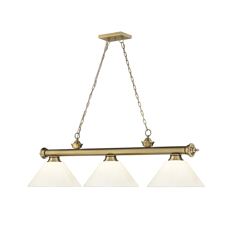 Z-Lite Cordon 3 Light Billiard, Steel Frame, White Shade Color. Picture 3