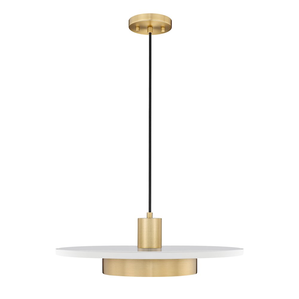 Z-Lite 1 Light Pendant, Matte White + Modern Gold. Picture 2