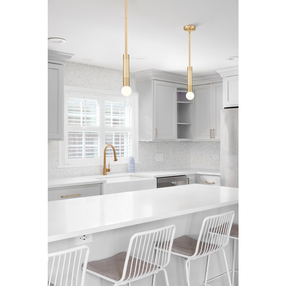 Z-Lite Stari 1 Light Pendant in Modern Gold color, Steel frame. Picture 7