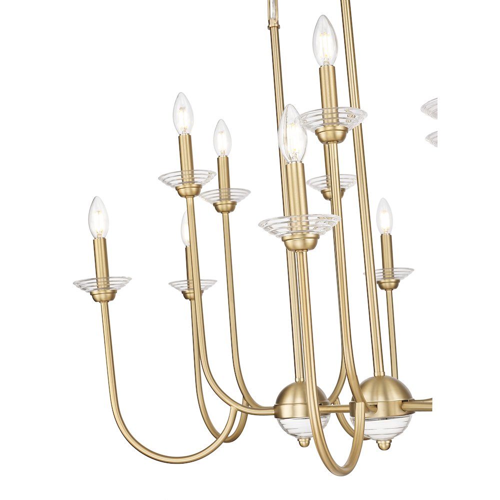 Z-Lite Allistair 12 Light Linear Chandelier in Modern Gold color, Steel frame. Picture 4