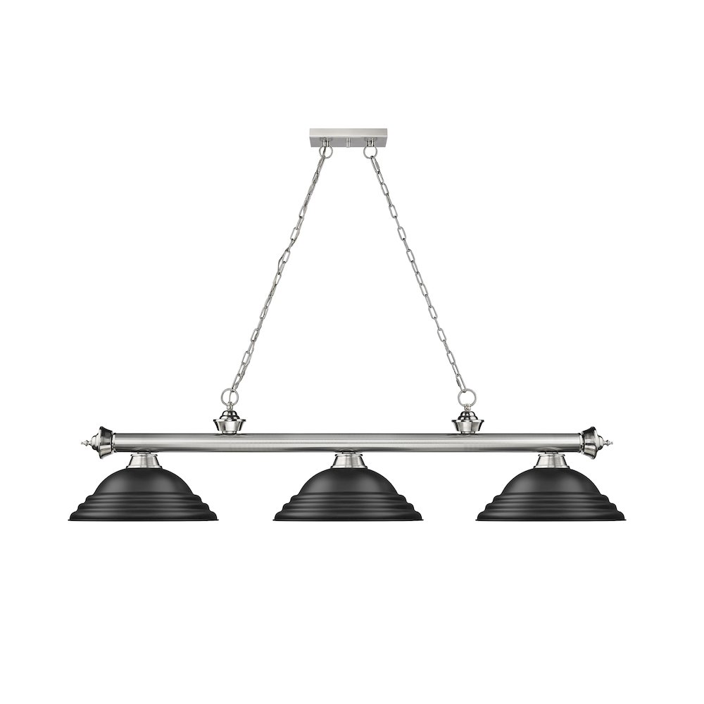 Z-Lite Cordon 3 Light Billiard, Steel Frame, Matte Black Shade Color. Picture 2