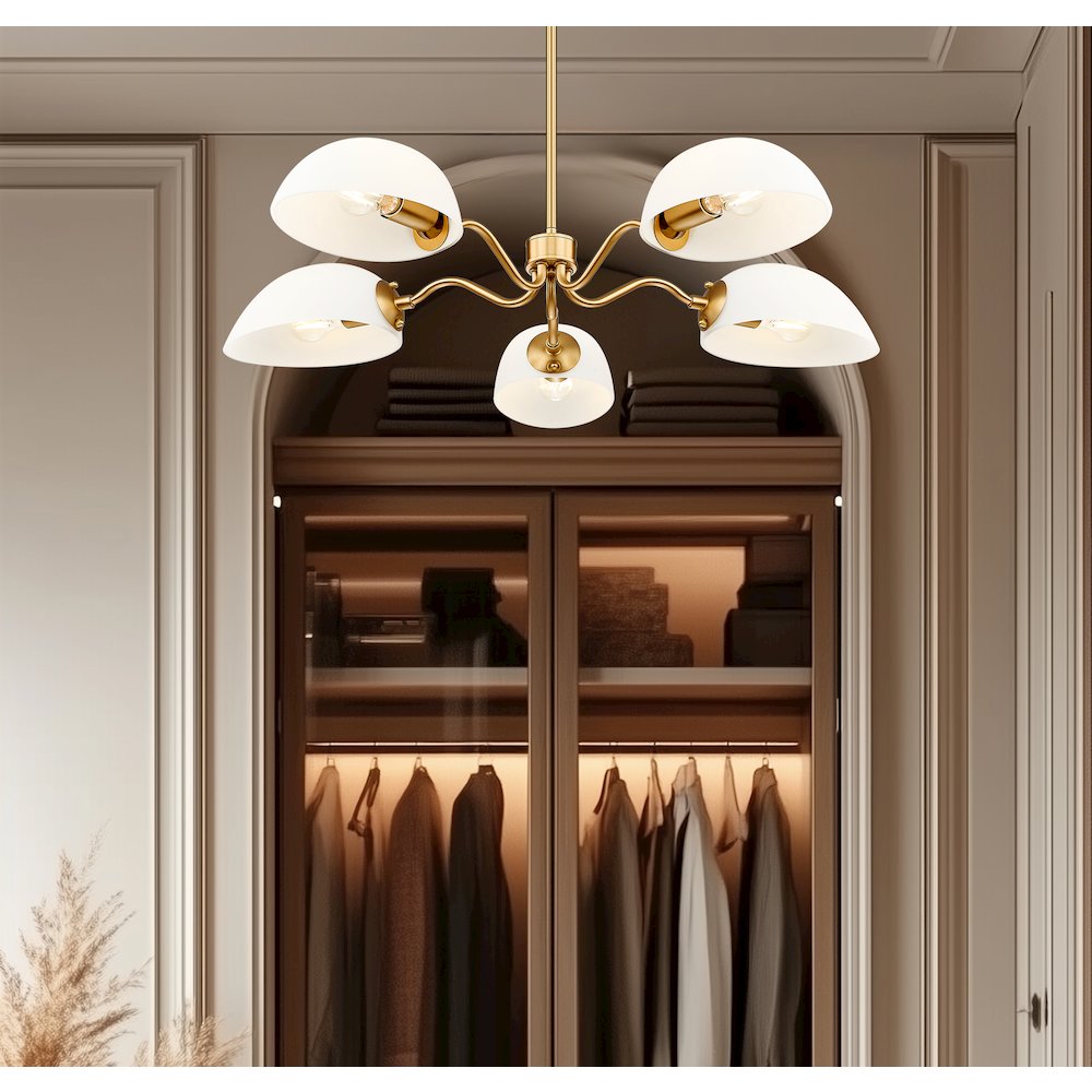 Z-Lite 5 Light Chandelier, Modern Gold. Picture 6