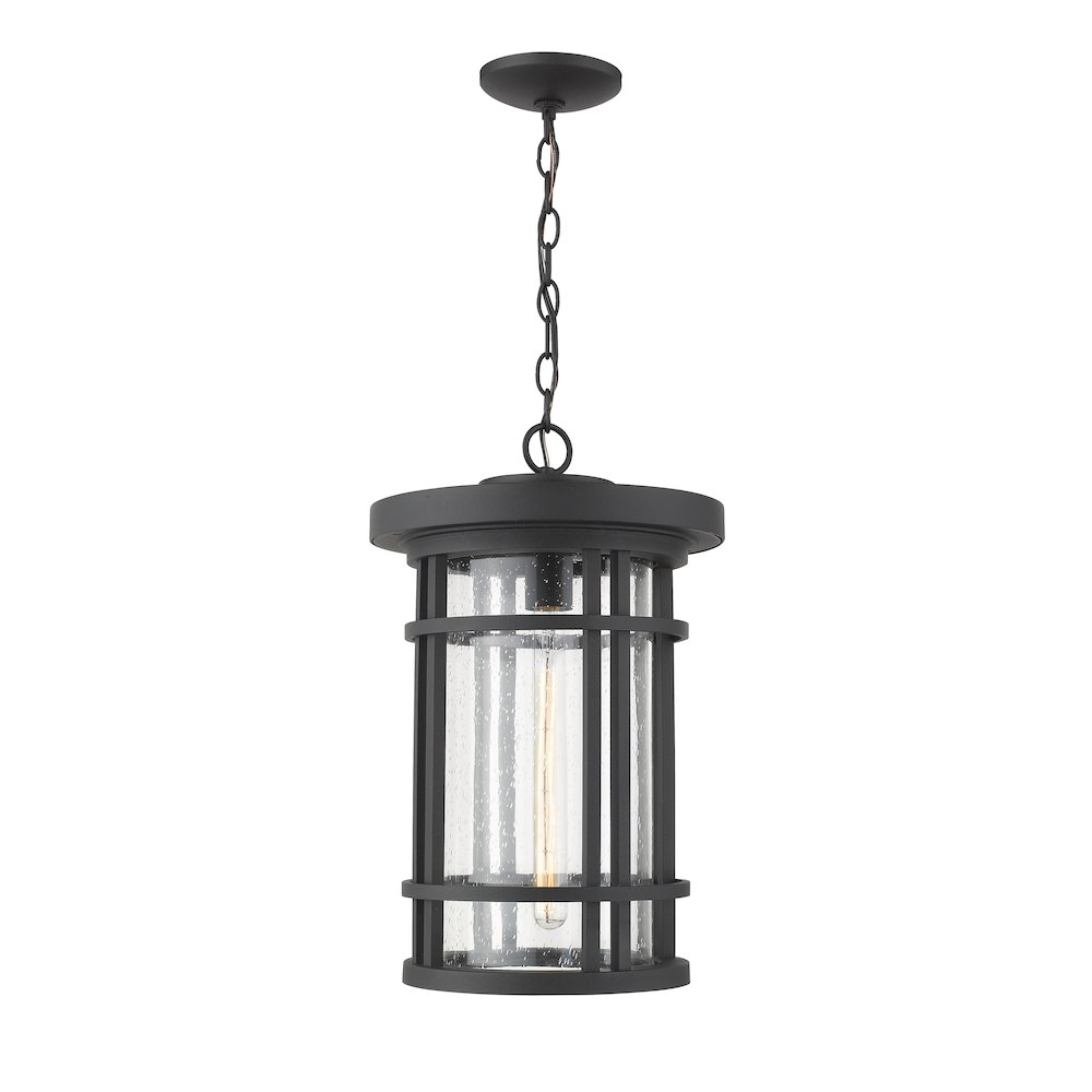 Z-Lite Jordan 1 Light Outdoor Chain Mount Ceiling Fixture, Black. Picture 1