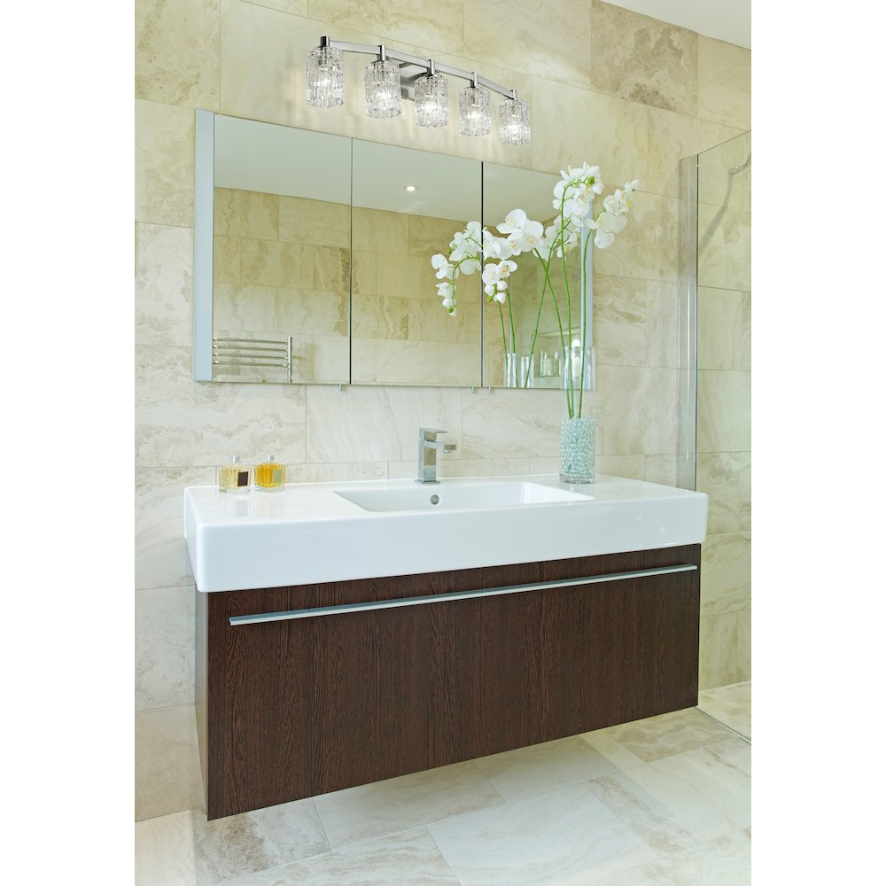 Z-Lite Aubrey 5 Light Vanity in Brushed Nickel Frame Finish. Picture 6