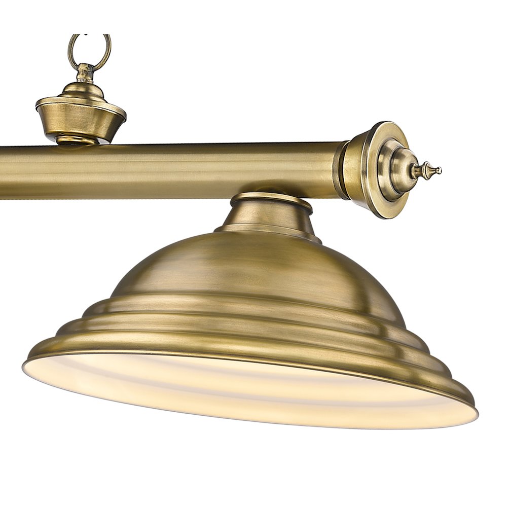Z-Lite Cordon 3 Light Billiard, Steel Frame, Rubbed Brass Shade Color. Picture 4