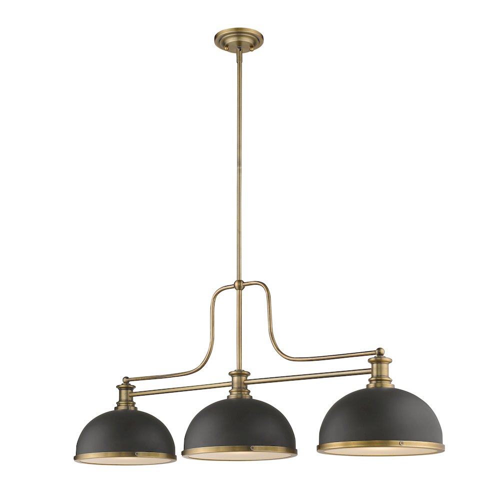 Z-Lite Melange 3 Light Billiard, Bronze + Heritage Brass Shade Color. Picture 1