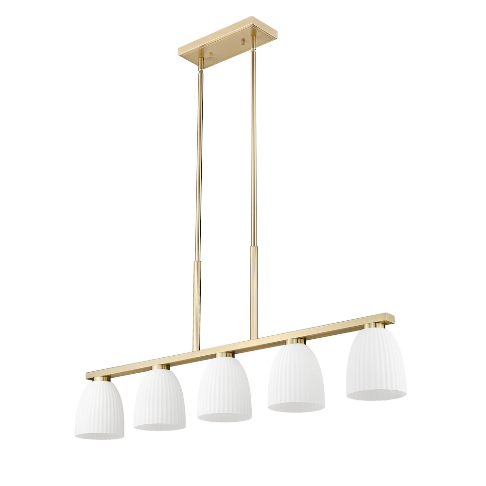 Z-Lite Naya 5 Light Linear Chandelier in Modern Gold color, Steel frame. Picture 5