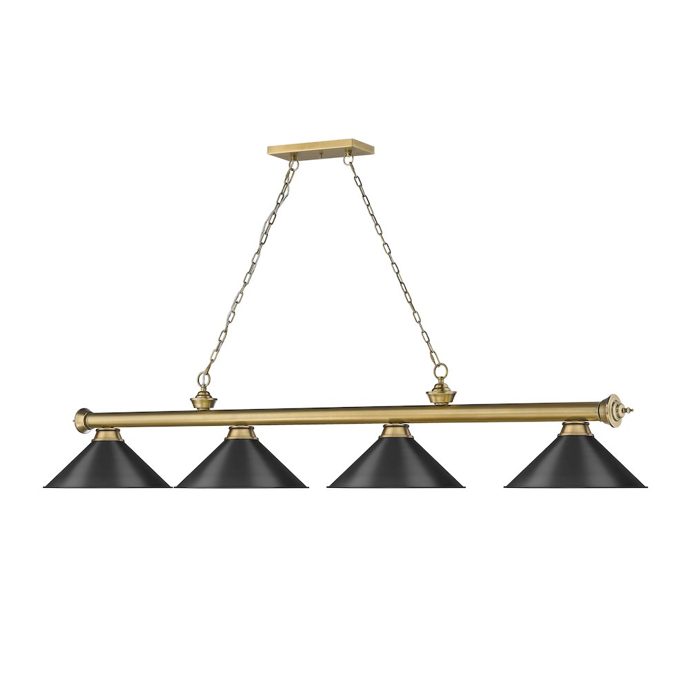 Z-Lite Cordon 4 Light Billiard, Steel Frame, Matte Black Shade Color. Picture 3