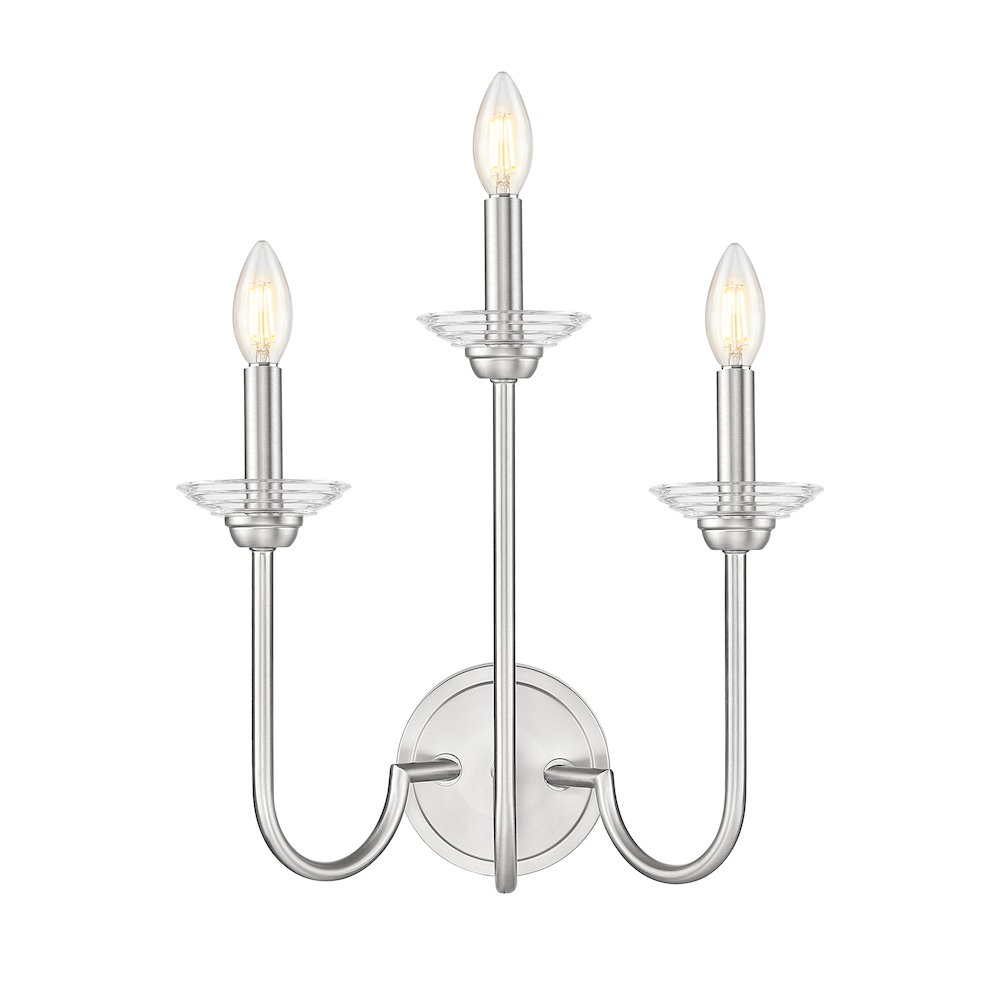 Z-Lite Allistair 3 Light Wall Sconce in Brushed Nickel color, Steel frame. Picture 2