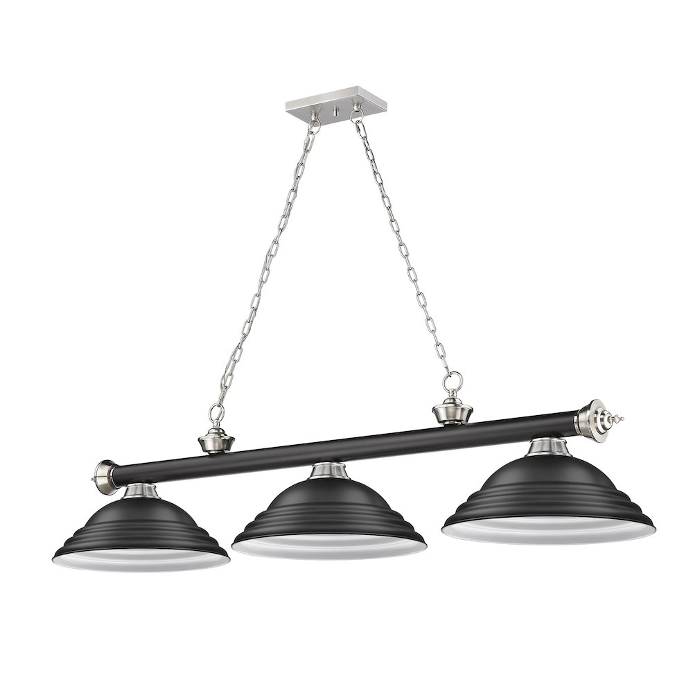 Z-Lite Cordon 3 Light Billiard, Steel Frame, Matte Black Shade Color. Picture 5