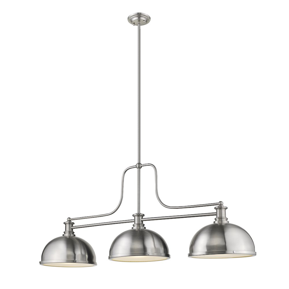 Z-Lite Melange 3 Light Billiard, Steel Frame, Brushed Nckel Shade Color. Picture 1