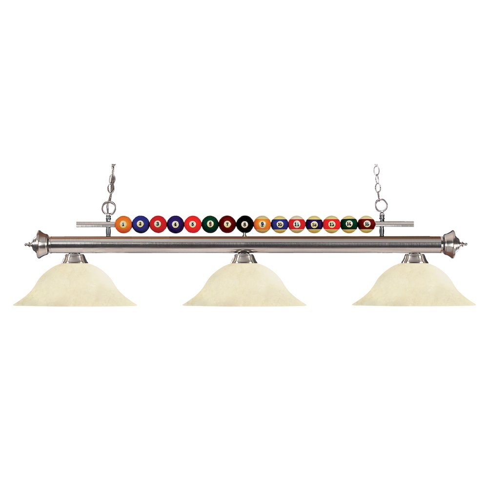 Z-Lite Shark 3 Light Billiard, Steel Frame, Golden Mottle Shade Color. Picture 1