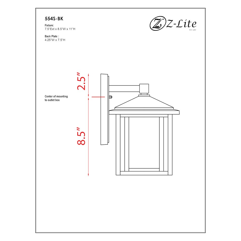 Z-Lite 1 Light Outdoor Wall Light. Picture 2