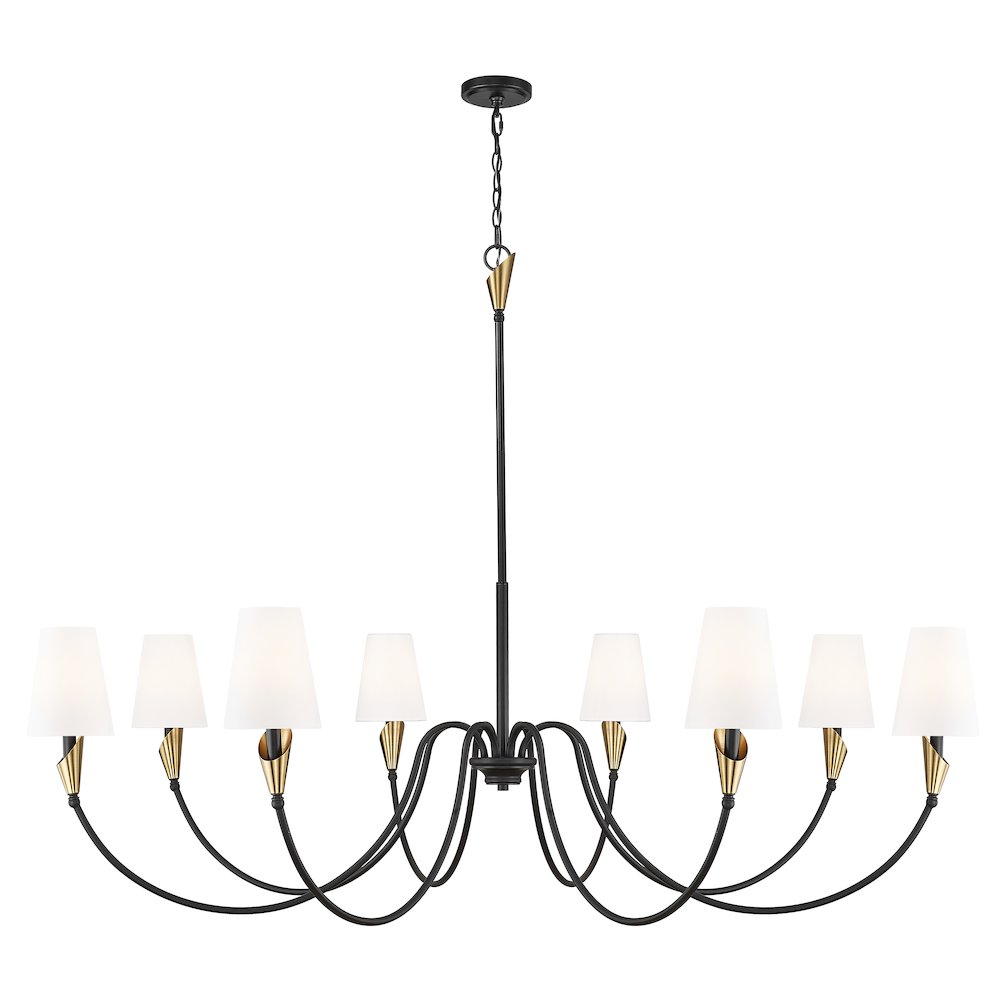 Z-Lite Claudelle 8 Light Chandelier in Matte Black + Modern Gold color. Picture 1