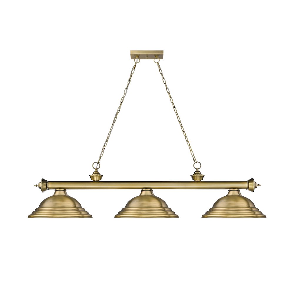 Z-Lite Cordon 3 Light Billiard, Steel Frame, Rubbed Brass Shade Color. Picture 2
