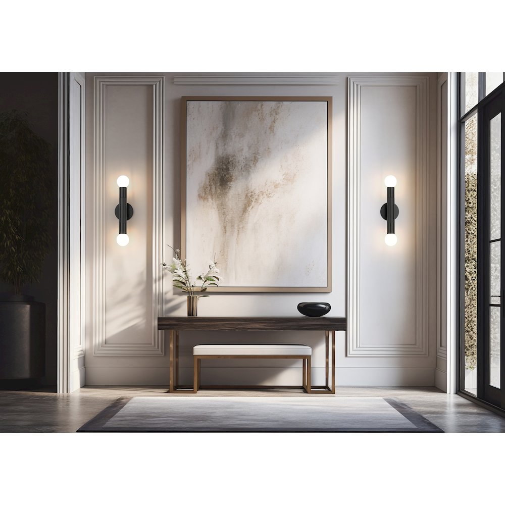 Z-Lite Stari 2 Light Wall Sconce in Matte Black color, Steel frame. Picture 7