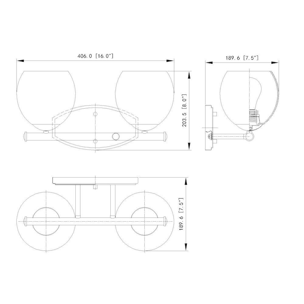 Z-Lite 2 Light Vanity, Matte Black. Picture 8