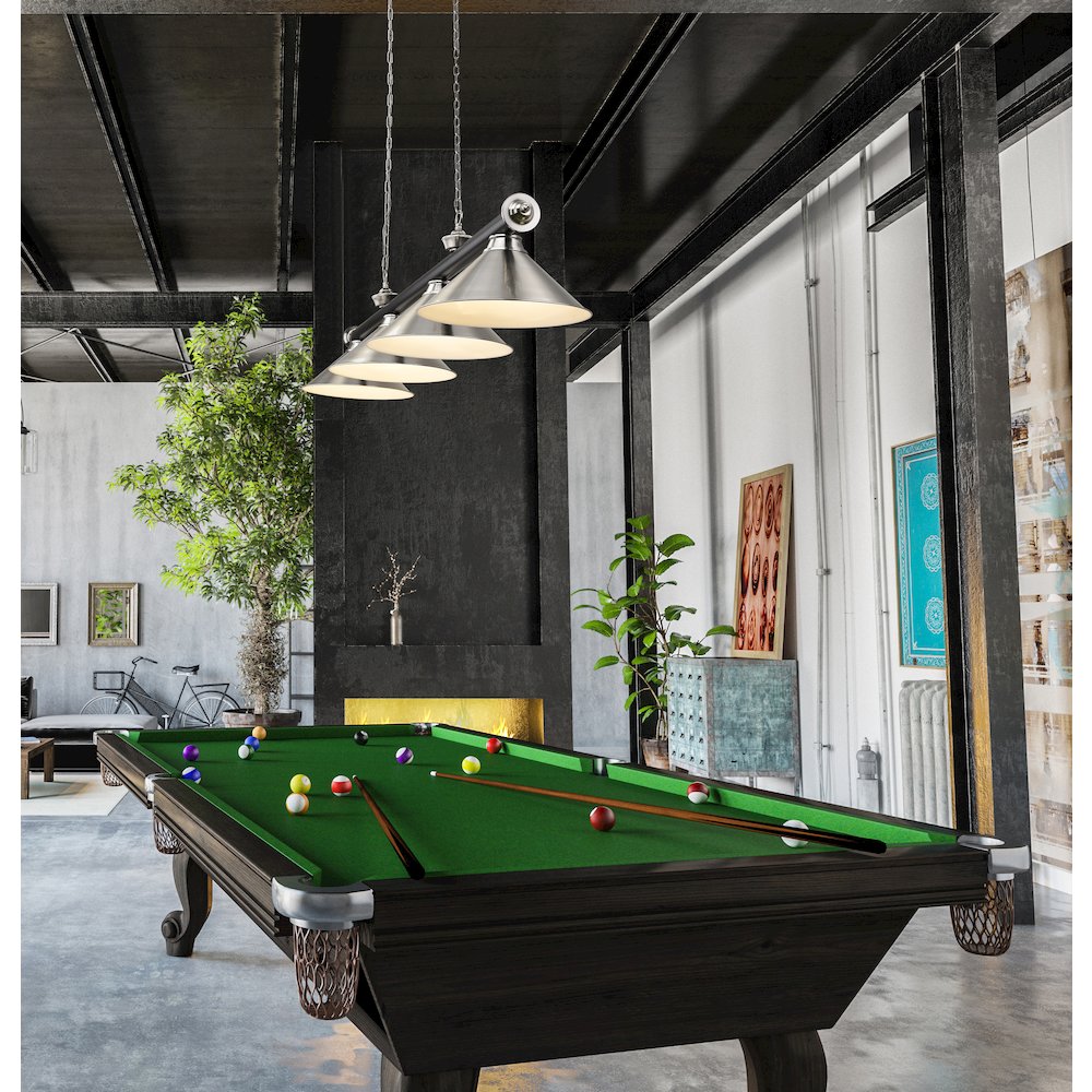 Z-Lite Cordon 4 Light Billiard, Steel Frame, Brushed Nickel Shade Color. Picture 6