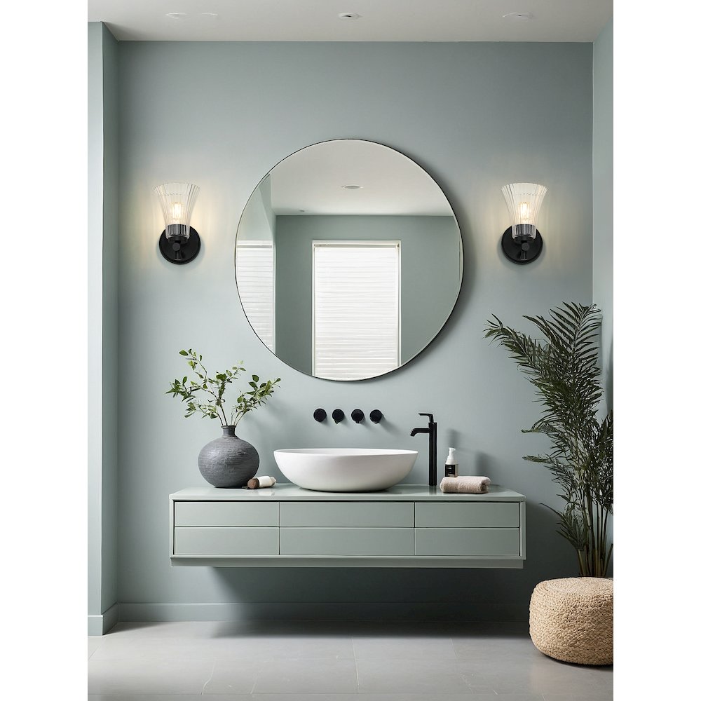Z-Lite Belle 1 Light Wall Sconce in Matte Black color, Steel frame. Picture 7