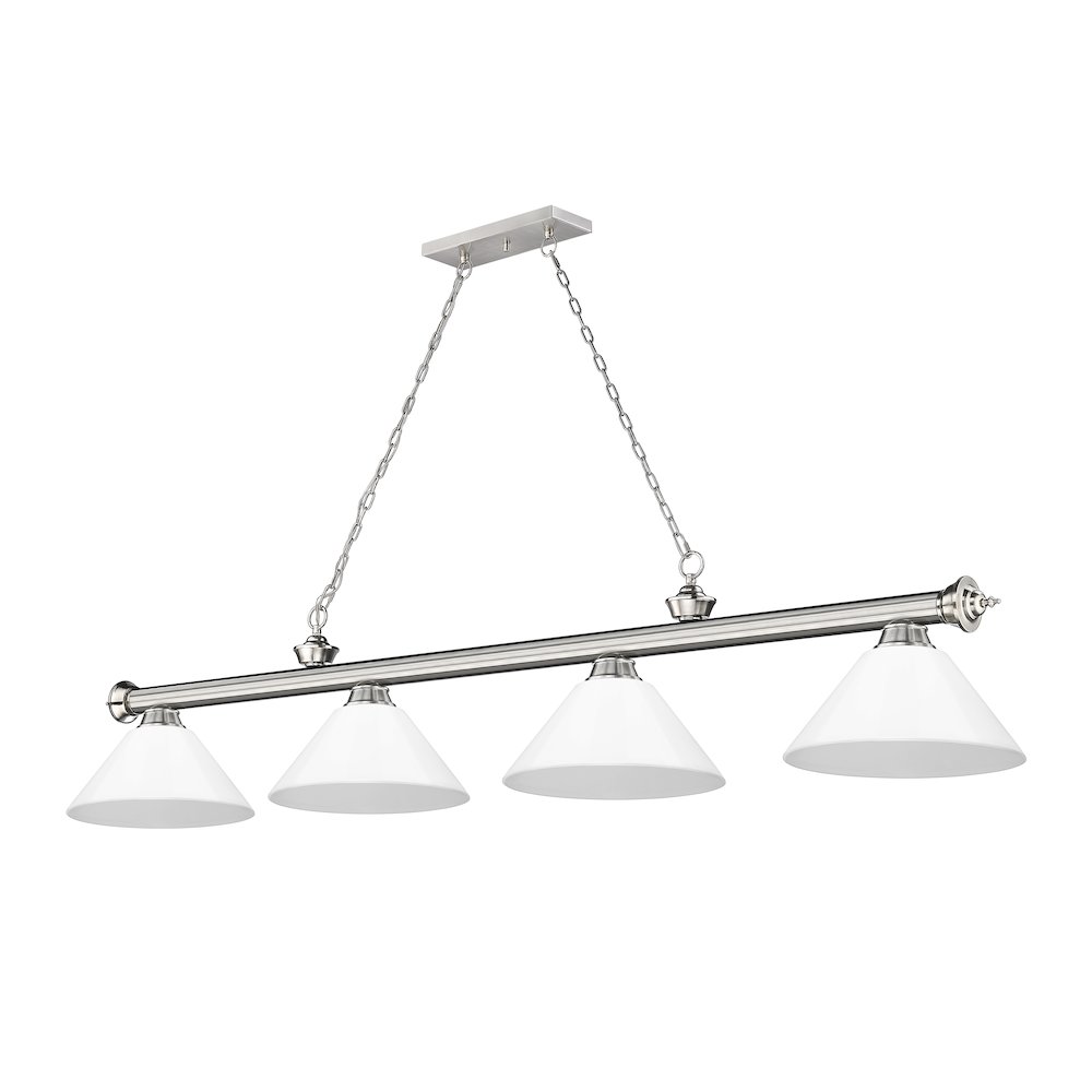 Z-Lite Cordon 4 Light Billiard, Steel Frame, White Shade Color. Picture 5