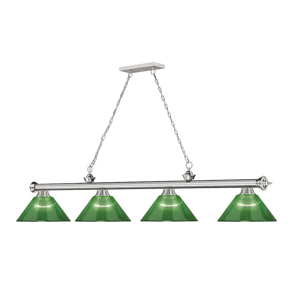 Z-Lite Cordon 4 Light Billiard, Steel Frame, Green Shade Color. Picture 3