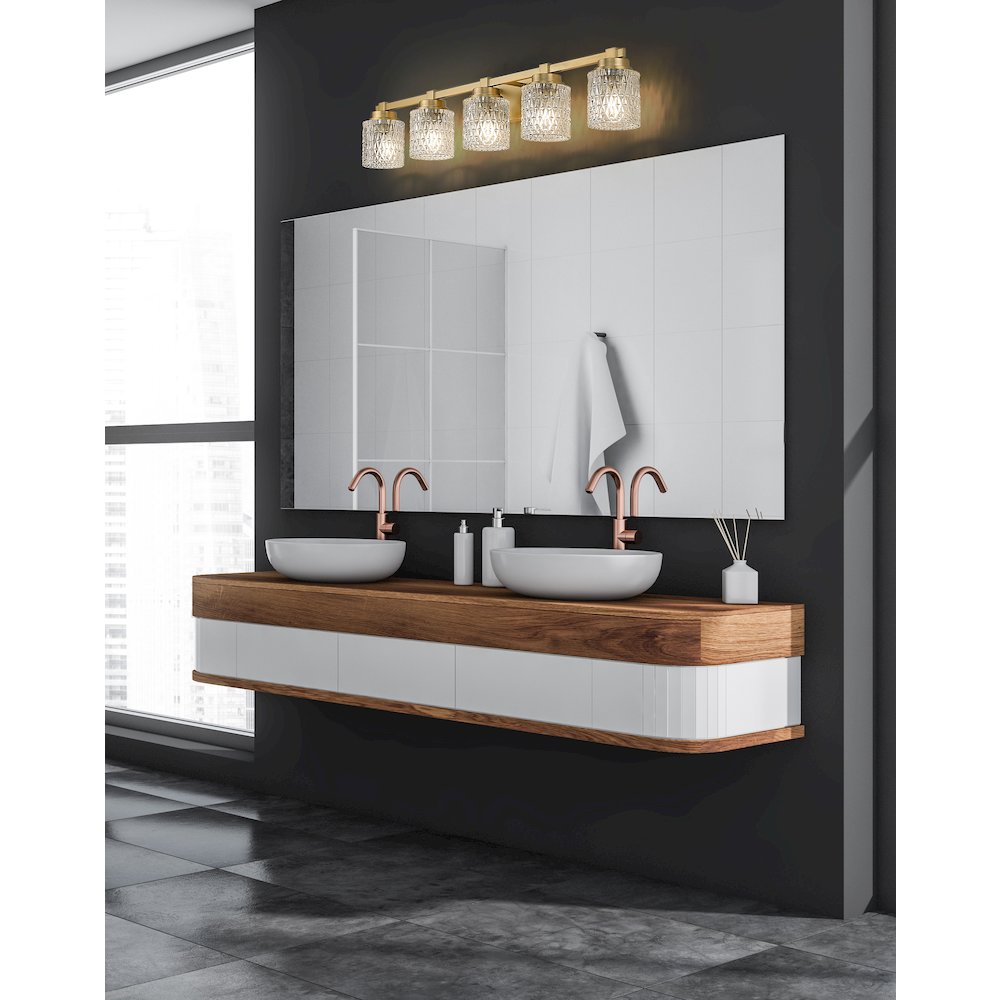 Z-Lite 5 Light Vanity, Modern Gold. Picture 5