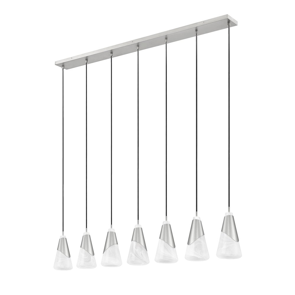 Z-Lite Aimie 7 Light Linear Chandelier, Brushed Nickel. Picture 5