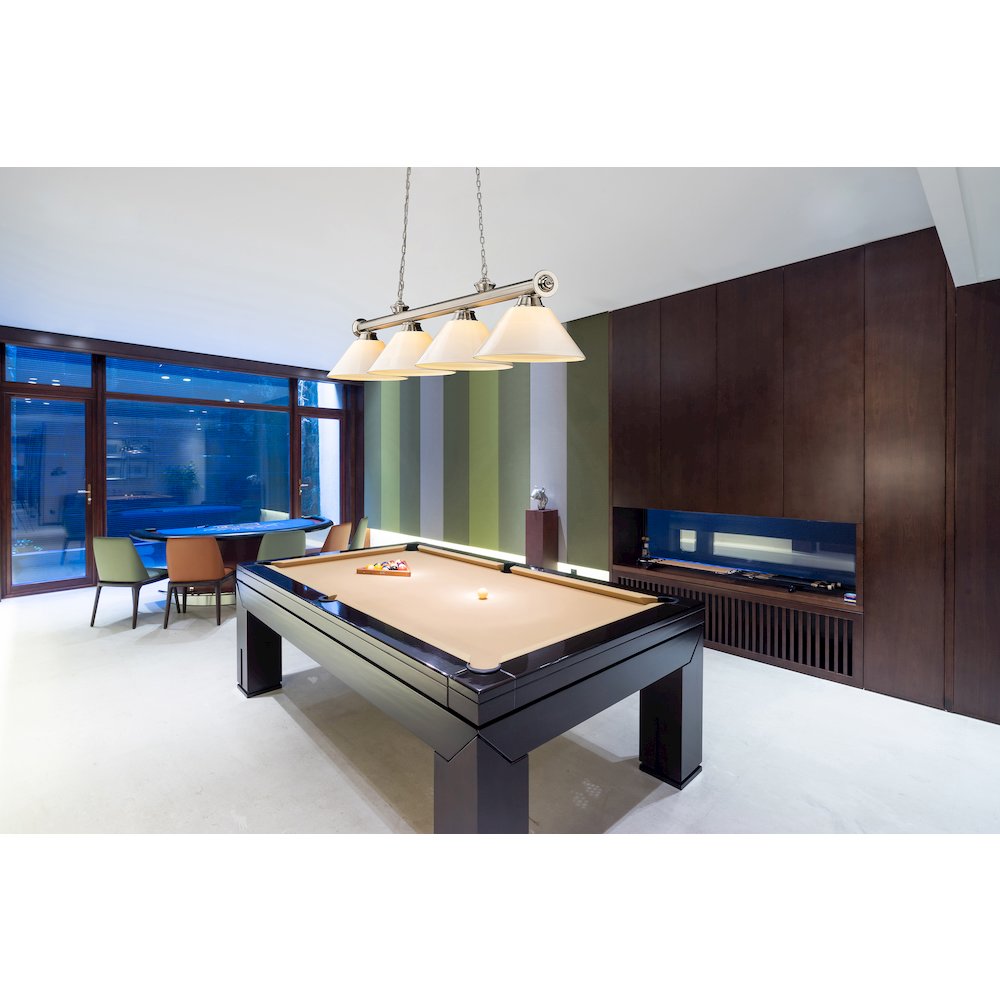 Z-Lite Cordon 4 Light Billiard, Steel Frame, White Shade Color. Picture 7