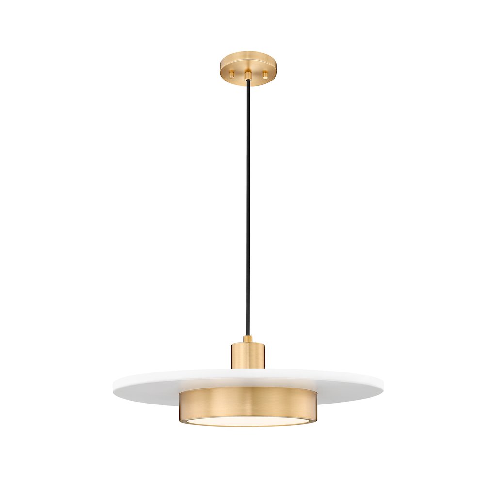 Z-Lite 1 Light Pendant, Matte White + Modern Gold. Picture 1