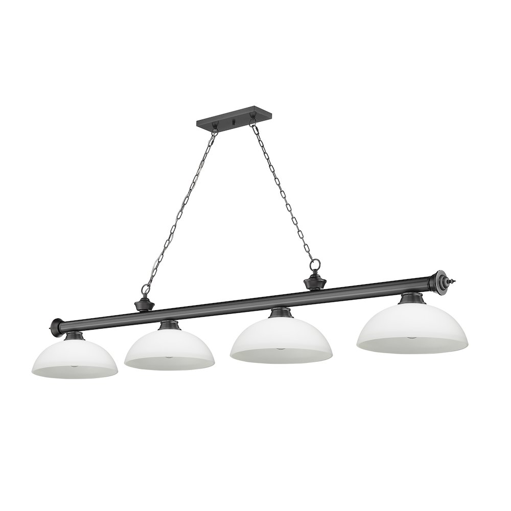 Z-Lite Cordon 4 Light Billiard, Steel Frame, Matte Opal Shade Color. Picture 5