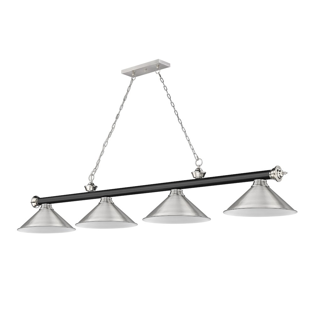 Z-Lite Cordon 4 Light Billiard, Steel Frame, Brushed Nickel Shade Color. Picture 5