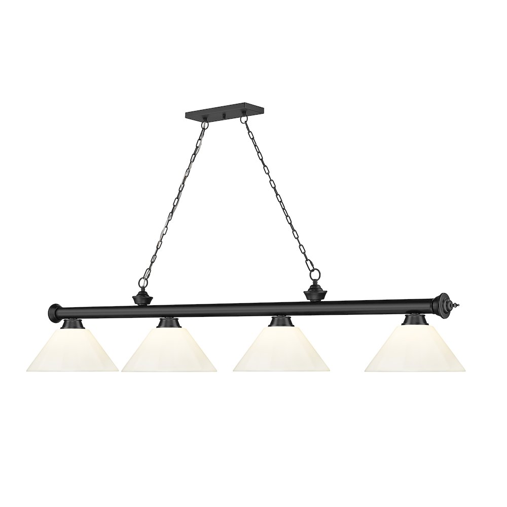 Z-Lite Cordon 4 Light Billiard, Steel Frame, White Shade Color. Picture 3